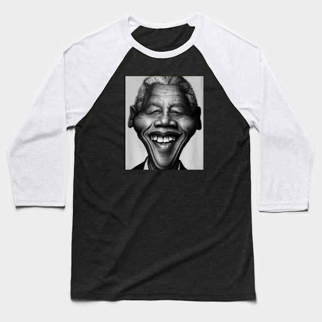 Nelson Mandela Baseball T-Shirt by AndreKoeks